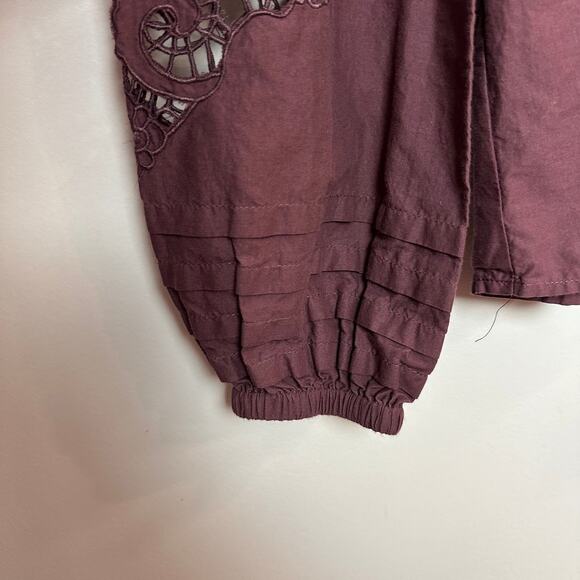 St. Roche Clair Top in Rasin Plum Purple Peasant Long Sleeve High Neck 4 - Picture 9 of 9